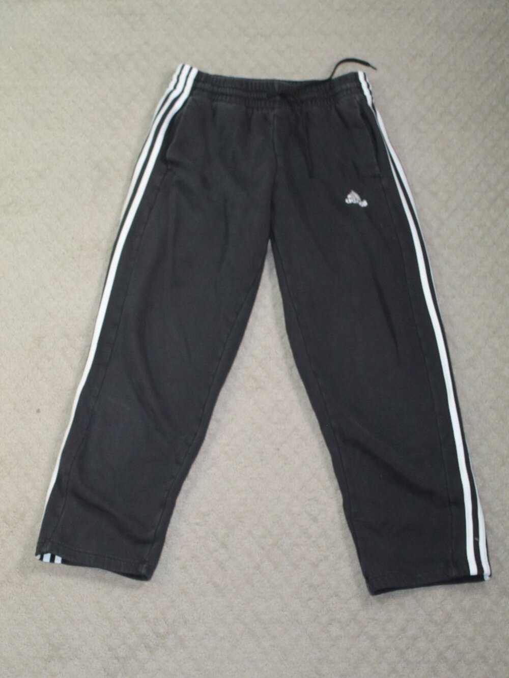 Adidas Size M Classic Black White Stripes Wide Leg Sweatpants